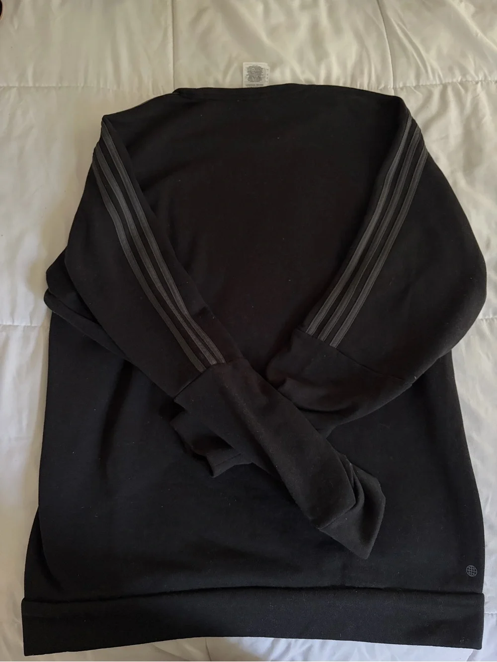 adidas Black Crew Sweatshirt with Dark Grey Three-Stripes